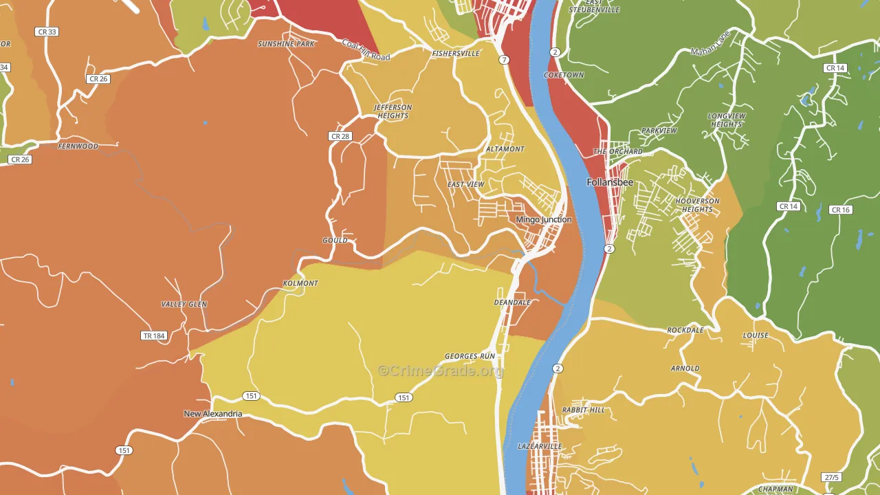 43938, OH Map of Theft Rates