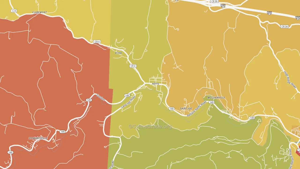 43940, OH Map of Theft Rates