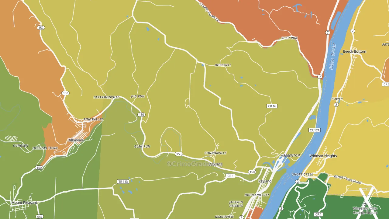 43943, OH Map of Theft Rates