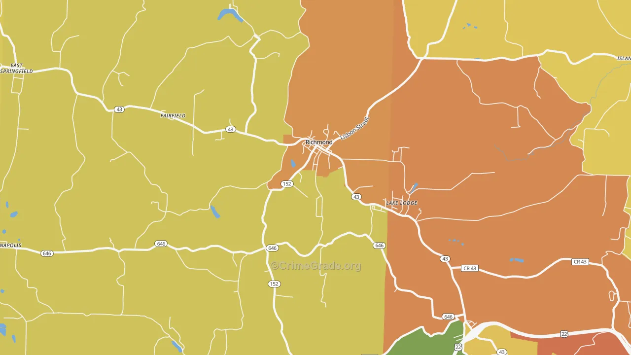 43944, OH Map of Theft Rates