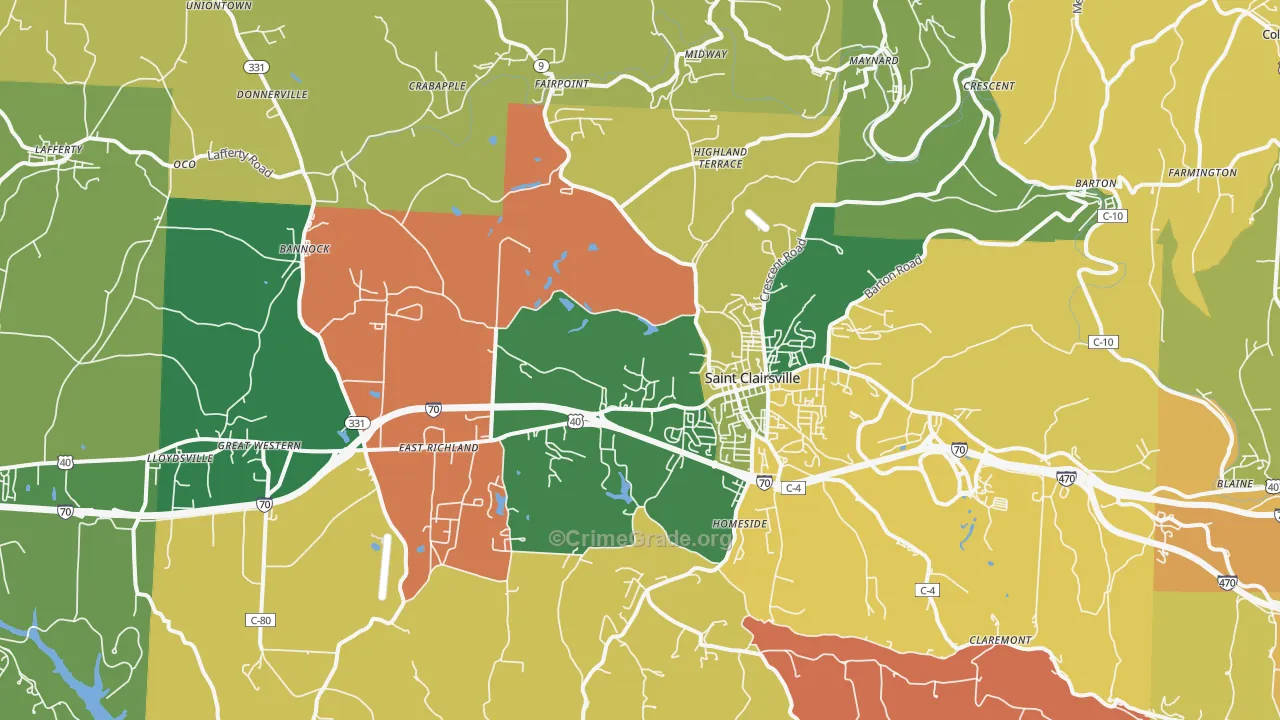 43950, OH Map of Theft Rates