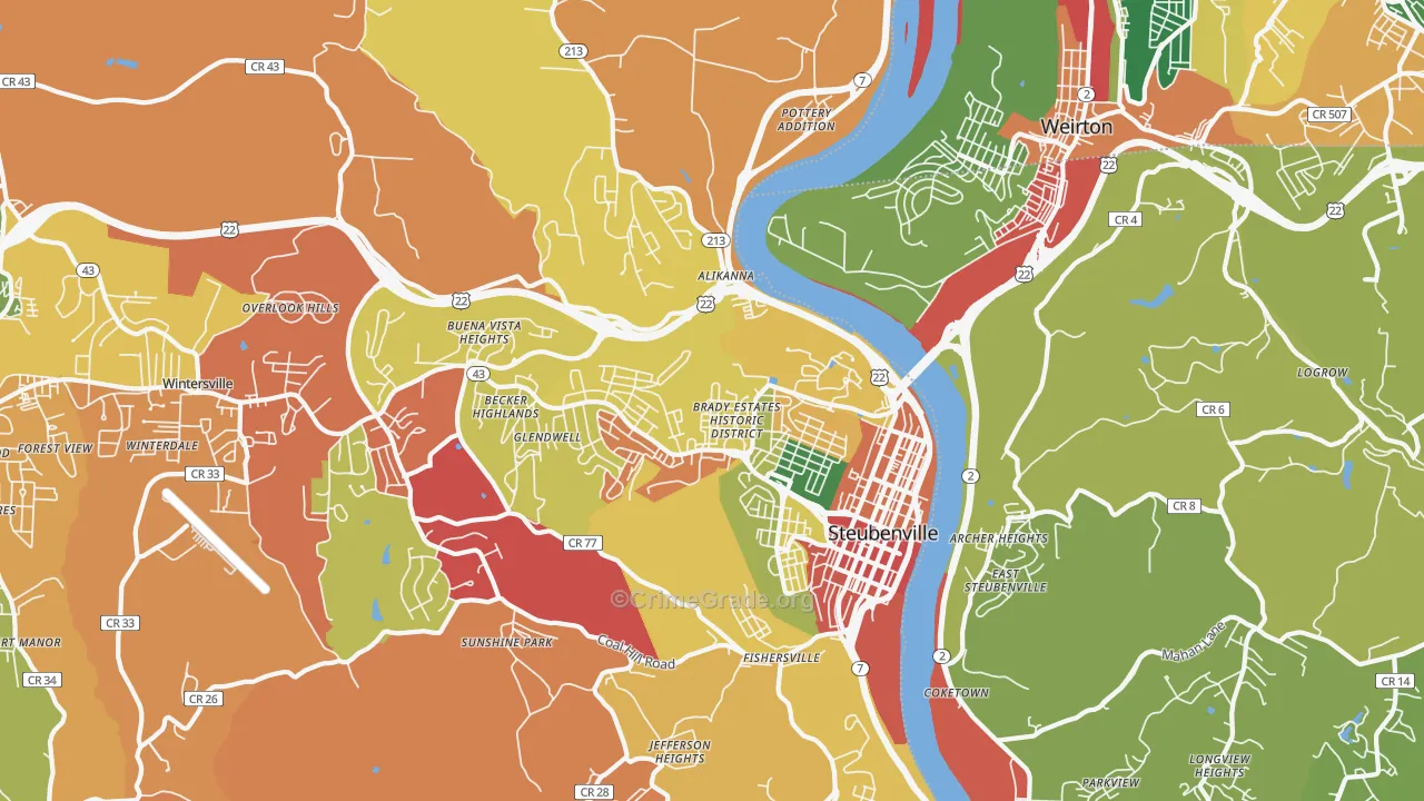 43952, OH Map of Theft Rates