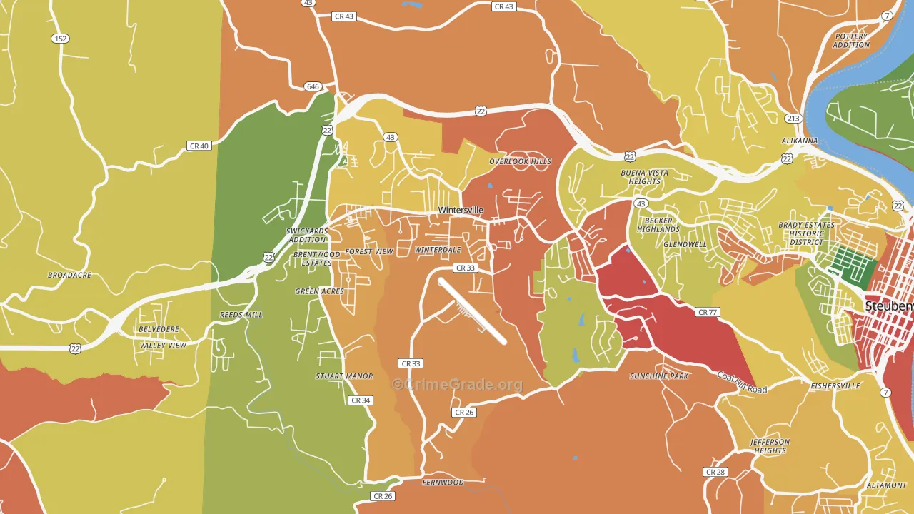 43953, OH Map of Theft Rates