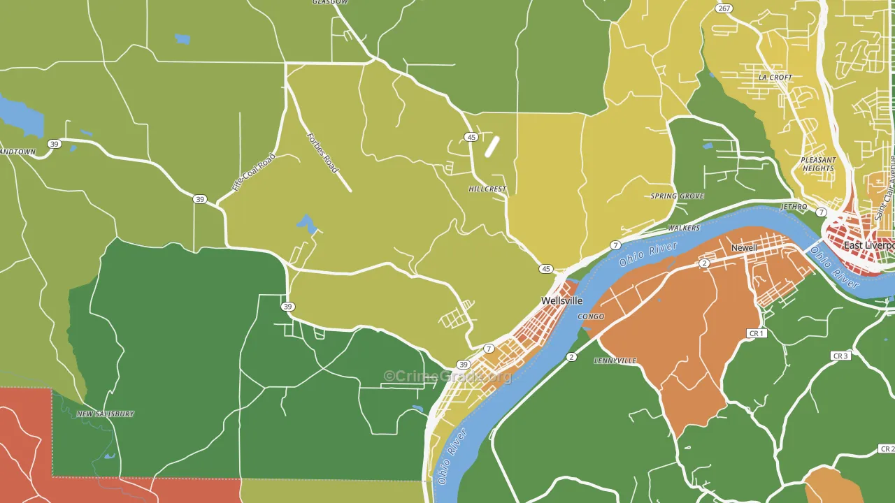 43968, OH Map of Theft Rates