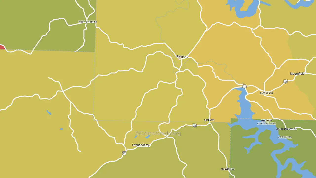 43973, OH Map of Theft Rates
