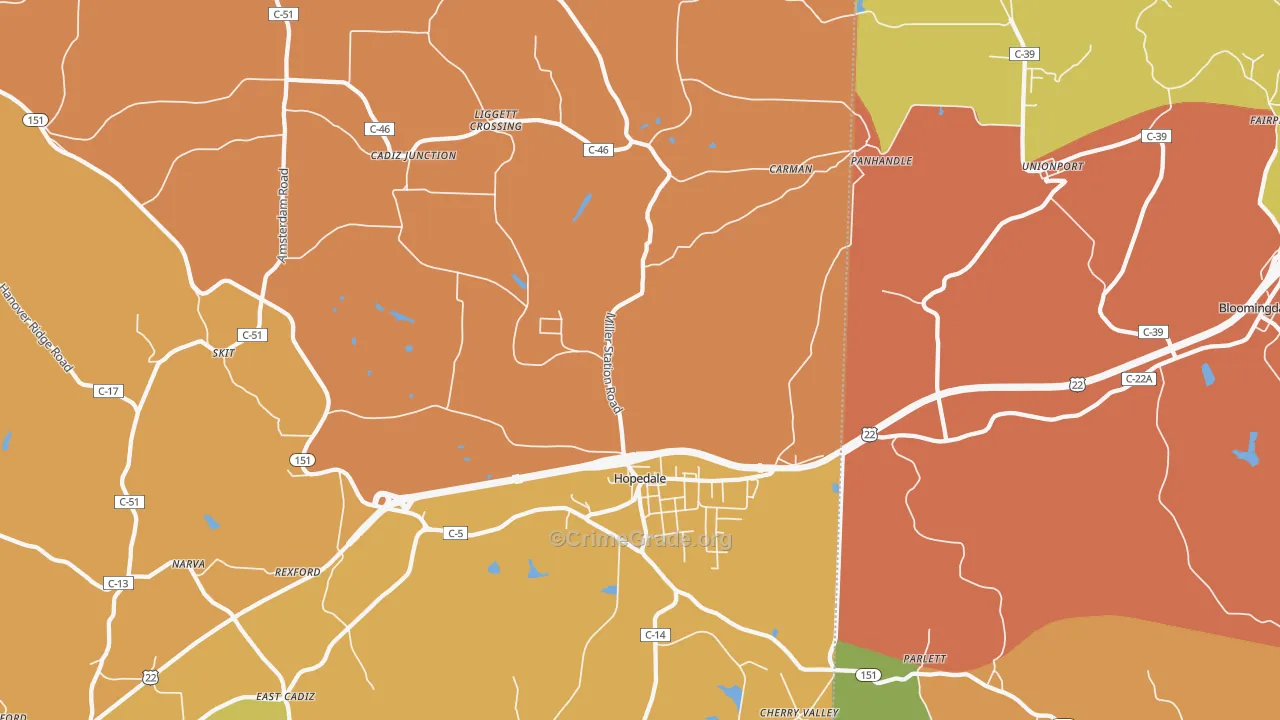 43976, OH Map of Theft Rates