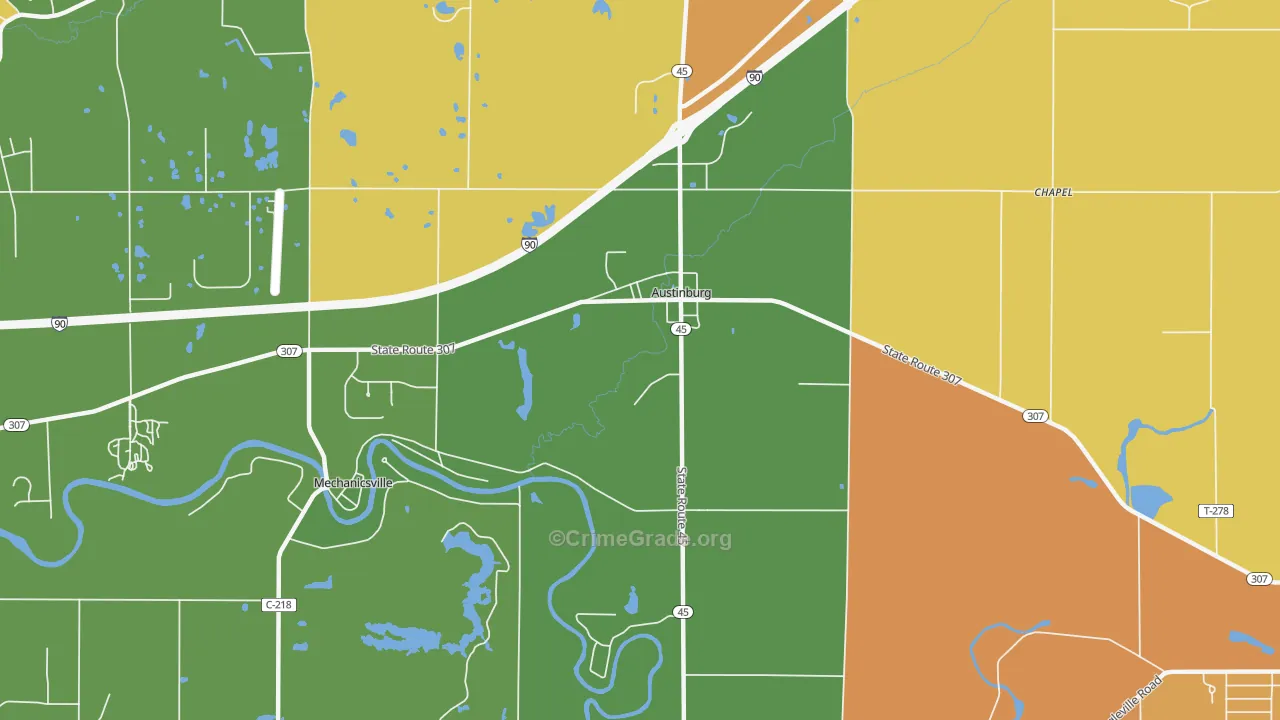 44010, OH Map of Theft Rates