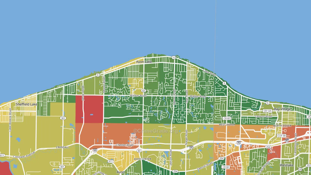 44012, OH Map of Theft Rates