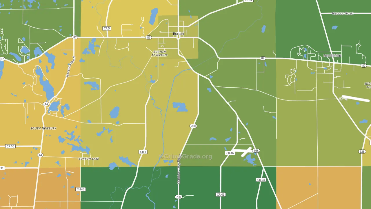 44021, OH Map of Theft Rates