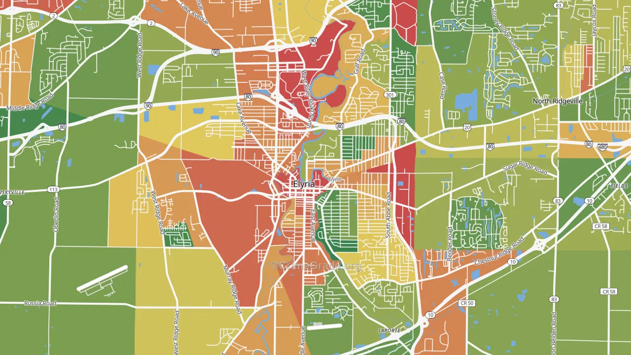 44035, OH Map of Theft Rates