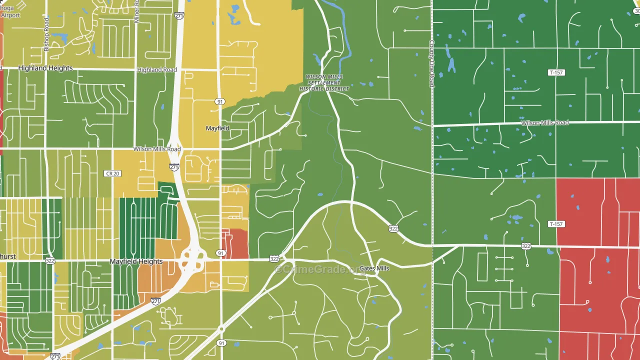 44040, OH Map of Theft Rates