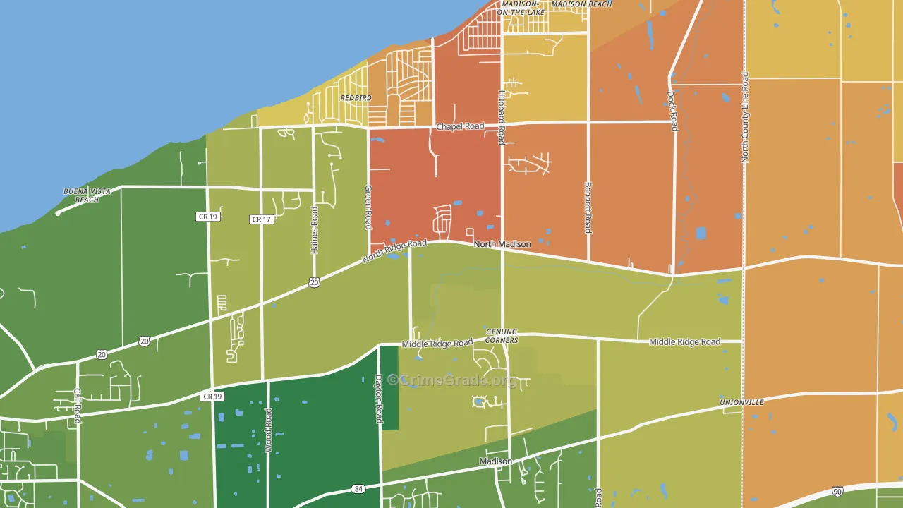 44057, OH Map of Theft Rates