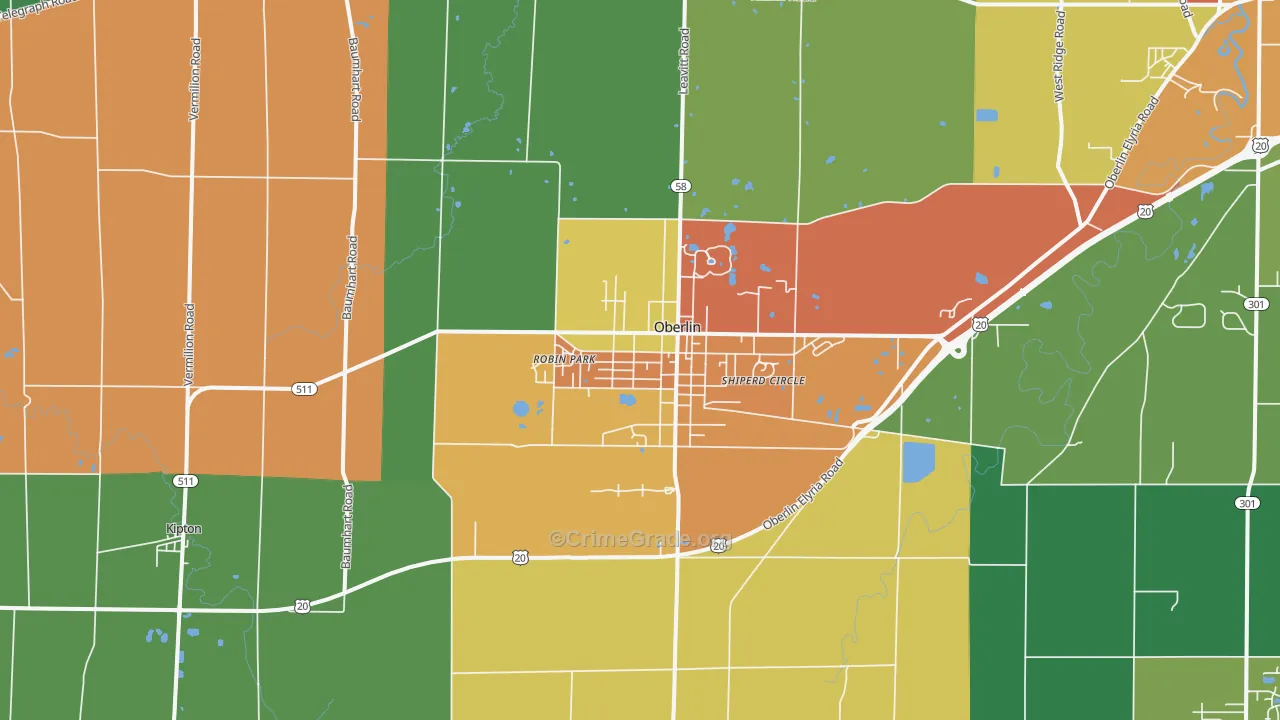 44074, OH Map of Theft Rates