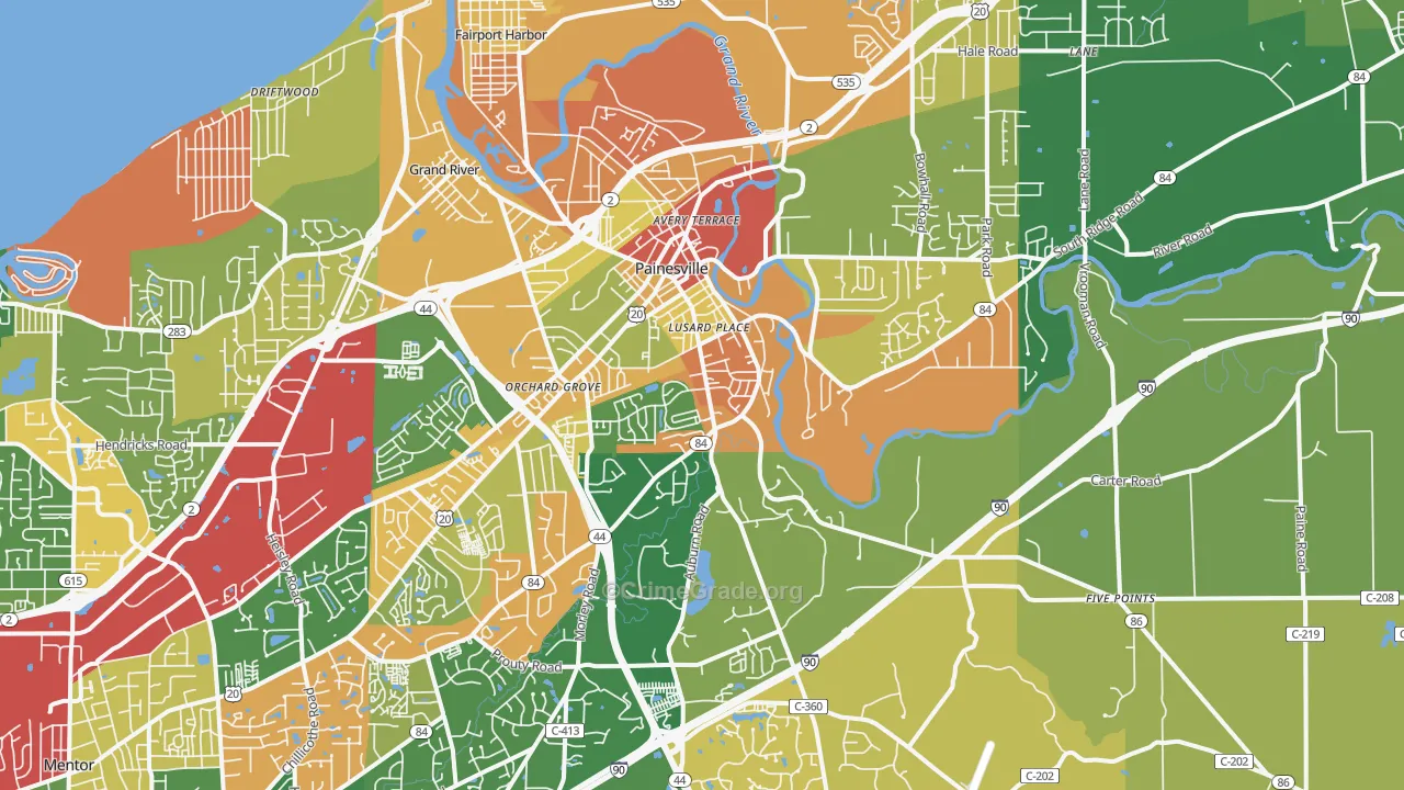 44077, OH Map of Theft Rates