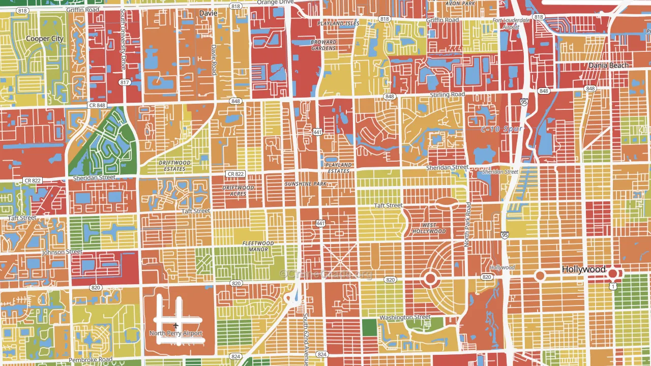 441 Corridor, Hollywood, FL Map of Theft Rates