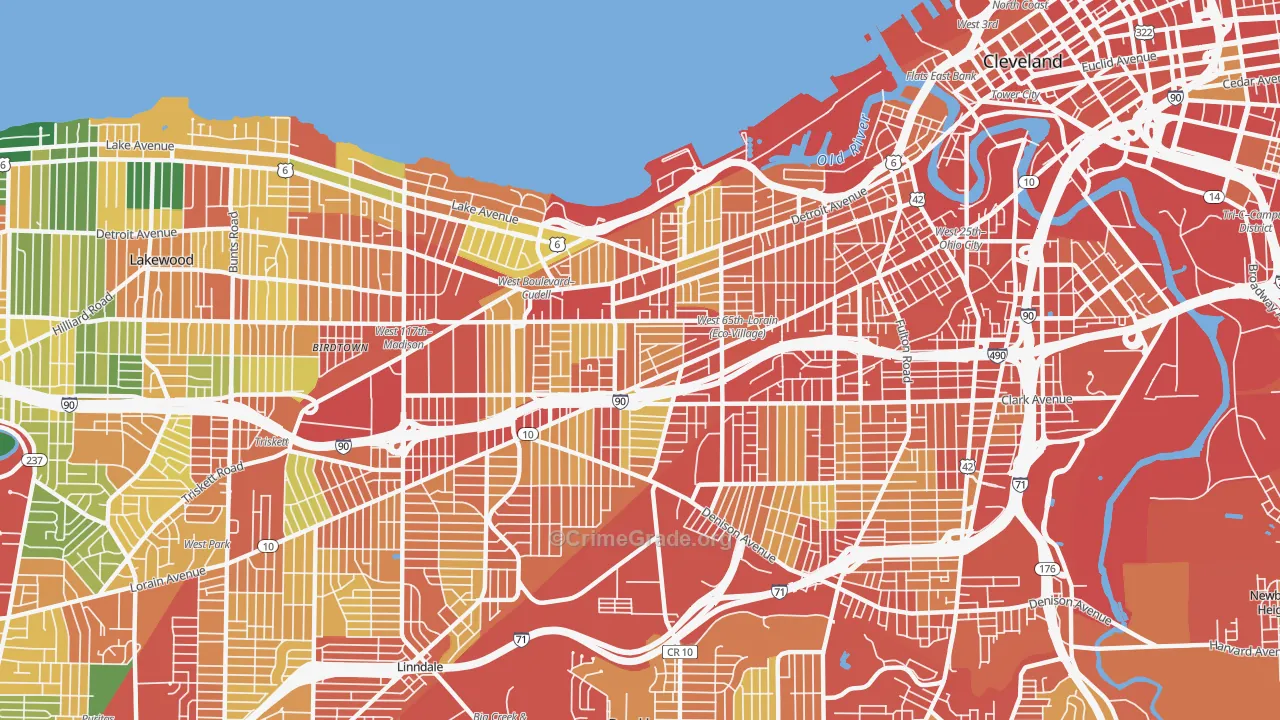 44102, OH Map of Theft Rates