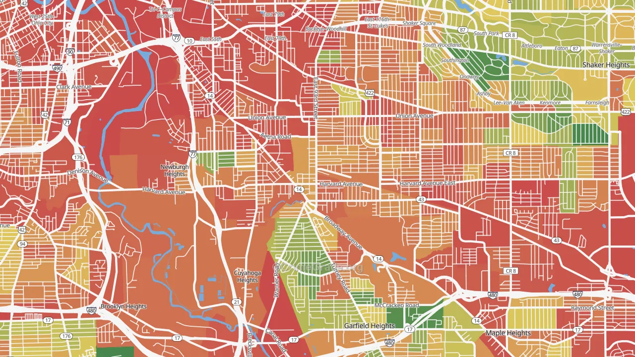 44105, OH Map of Theft Rates