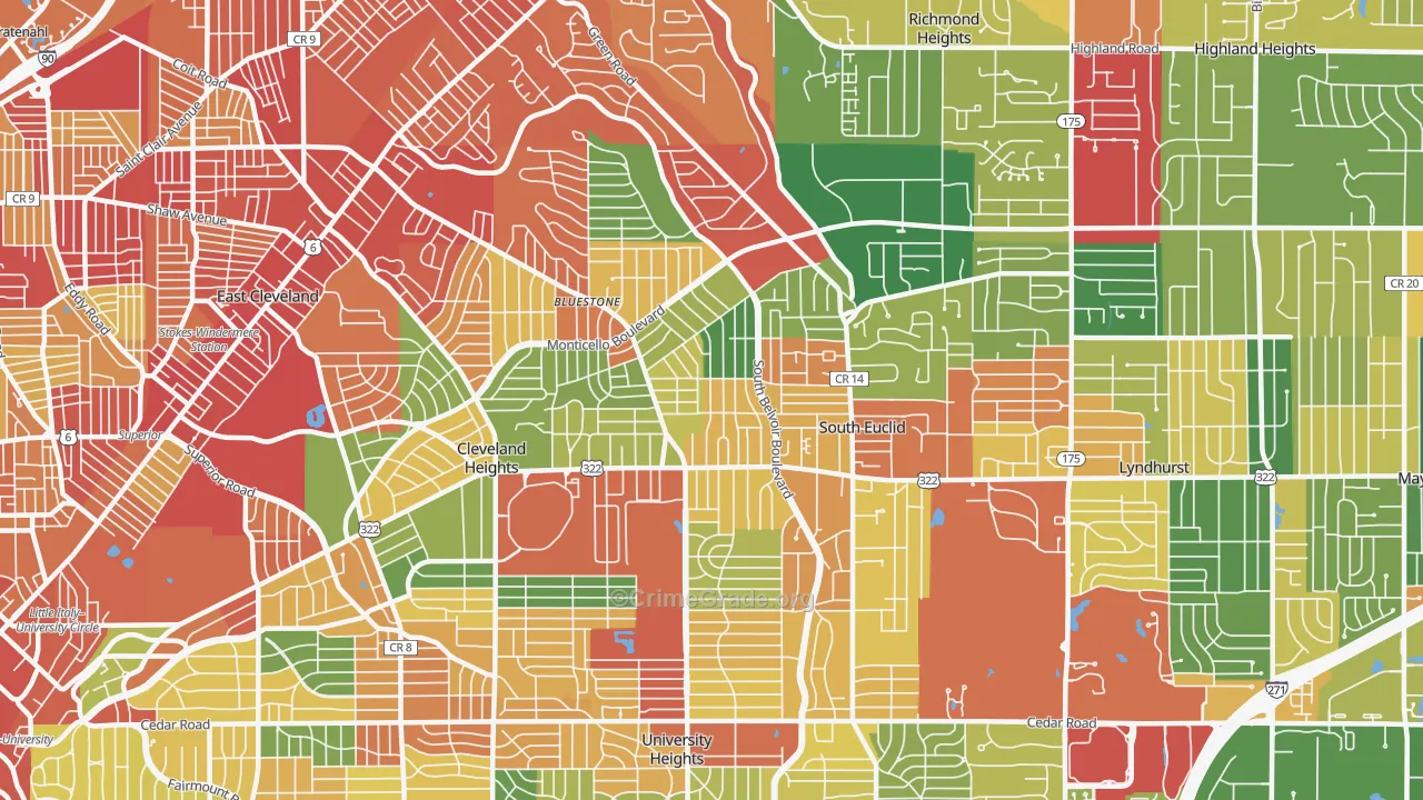 44121, OH Map of Theft Rates