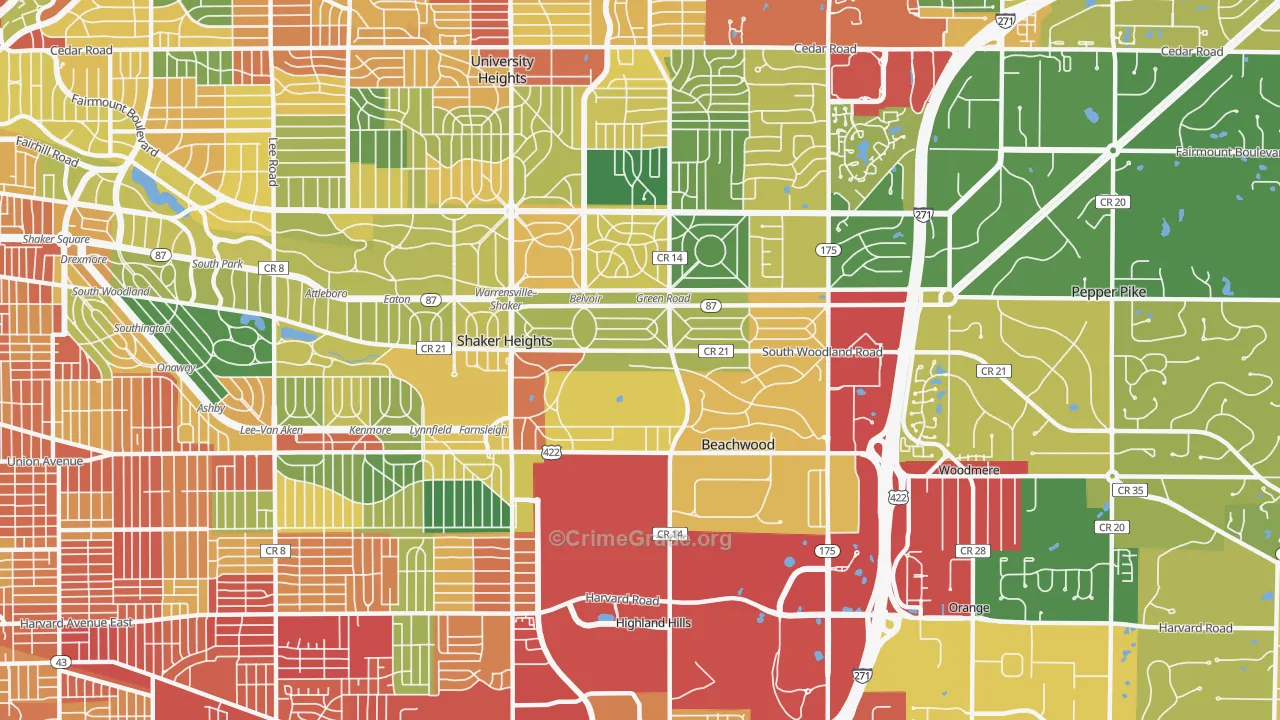 44122, OH Map of Theft Rates