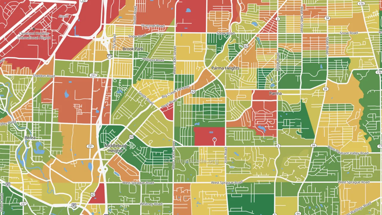 44130, OH Map of Theft Rates