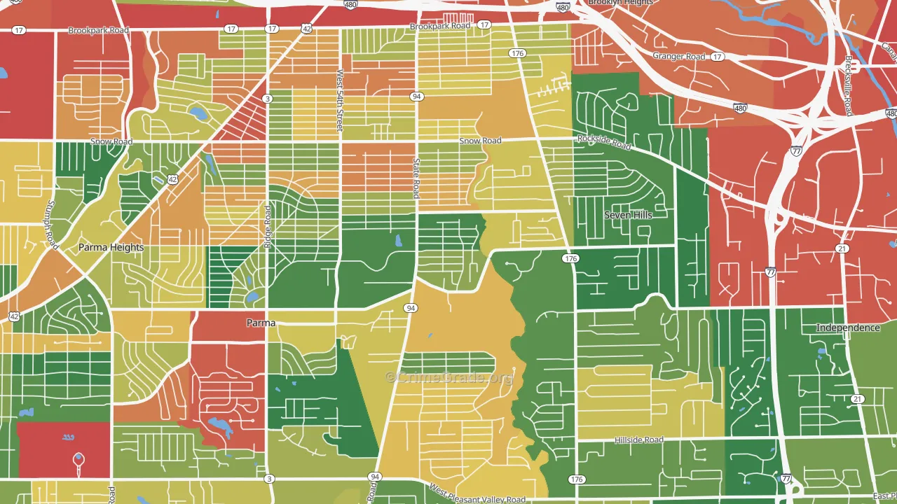 44134, OH Map of Theft Rates