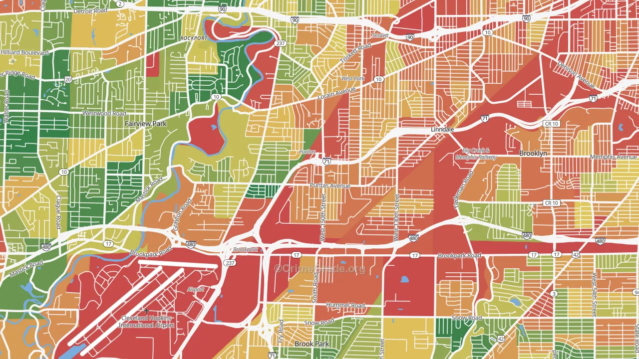 44135, OH Map of Theft Rates