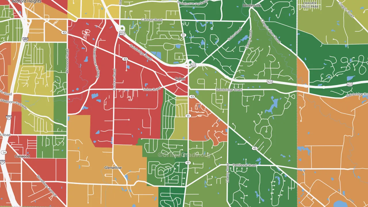 44139, OH Map of Theft Rates