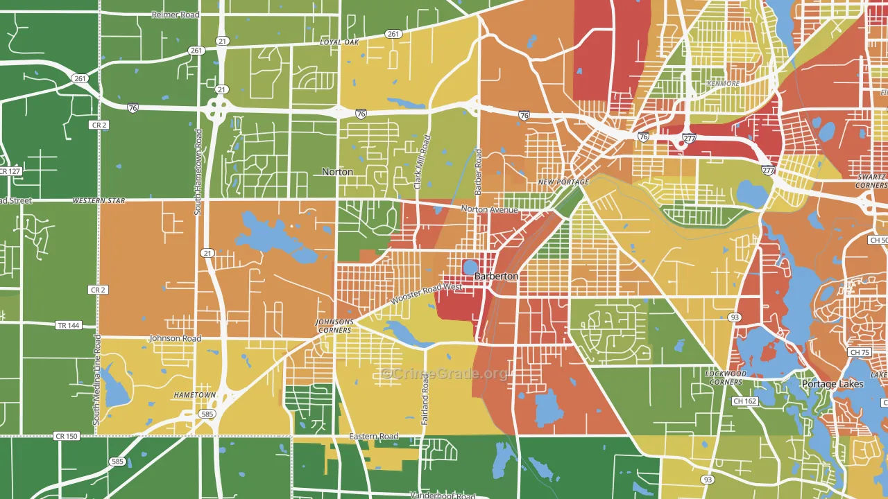 44203, OH Map of Theft Rates