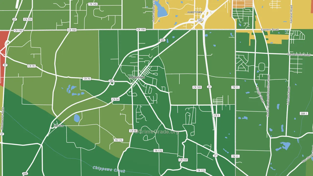 44230, OH Map of Theft Rates
