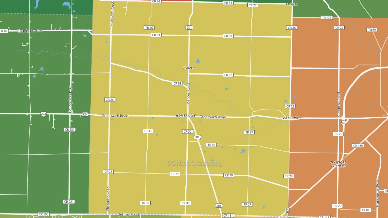 44235, OH Map of Theft Rates