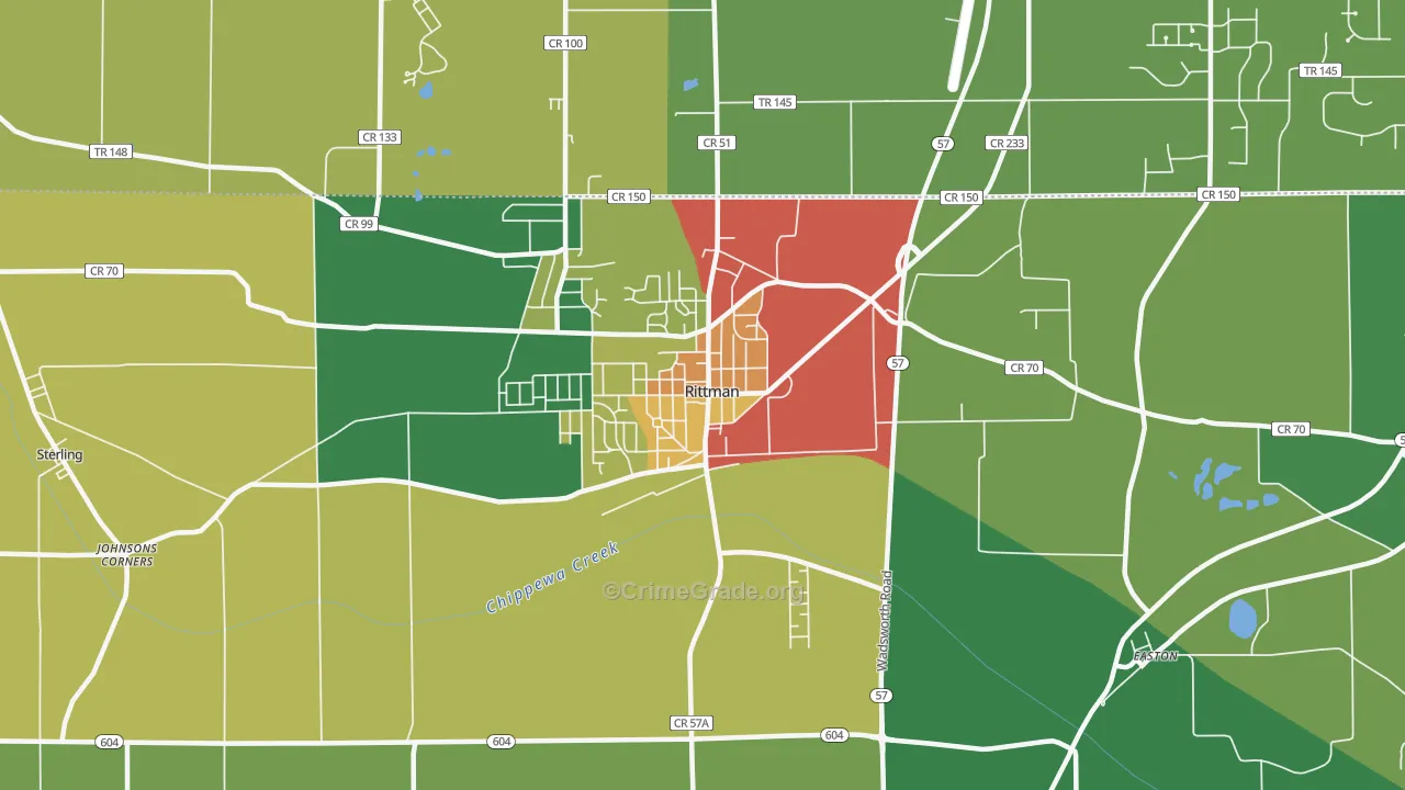 44270, OH Map of Theft Rates