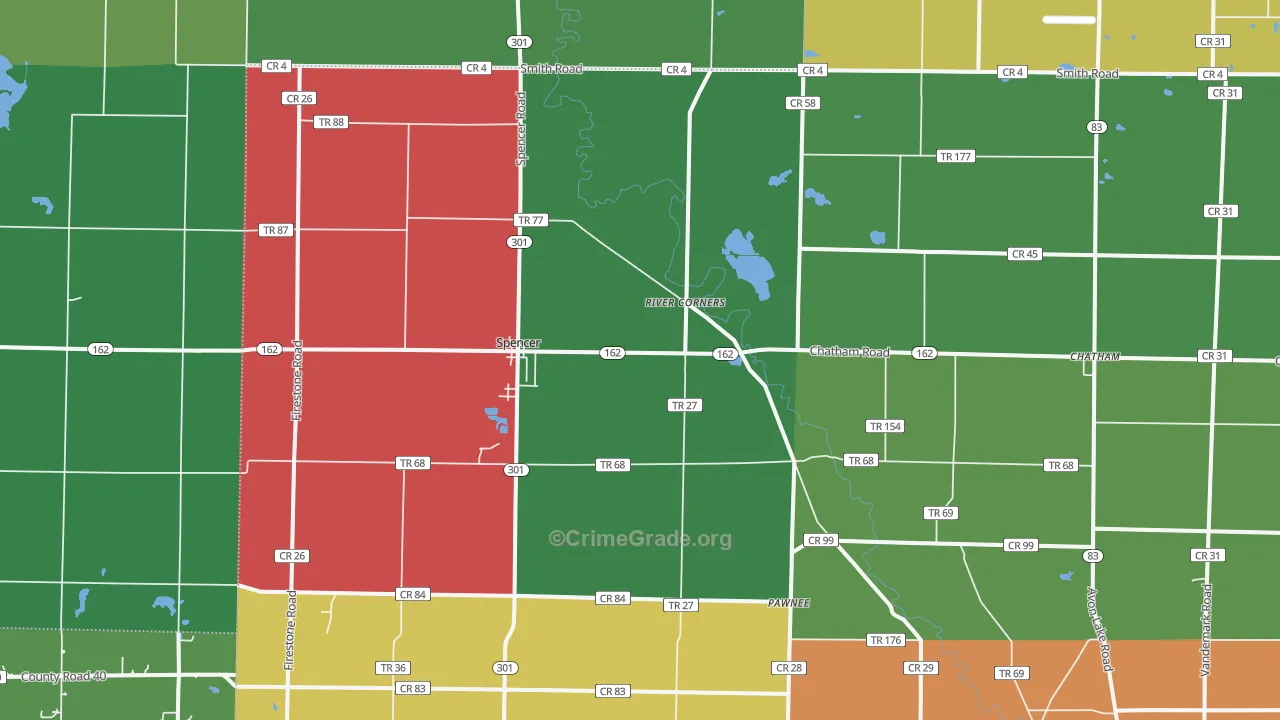 44275, OH Map of Theft Rates