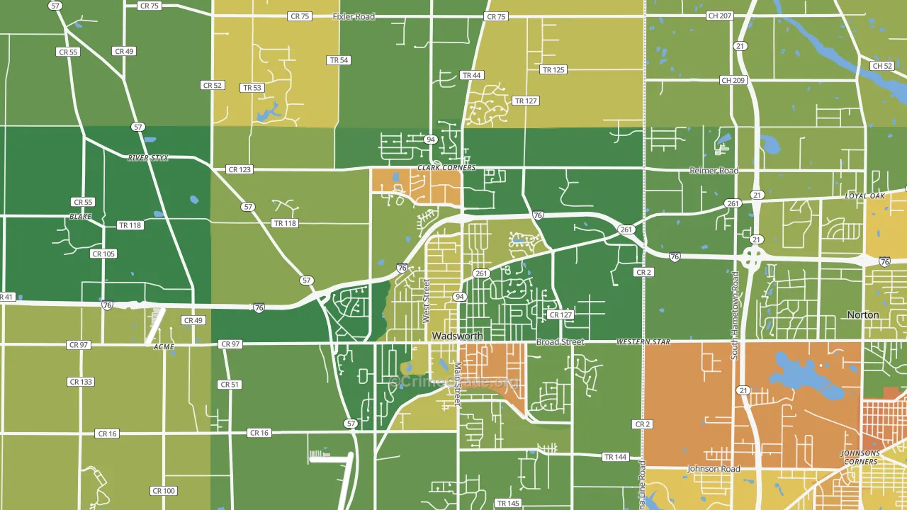 44281, OH Map of Theft Rates