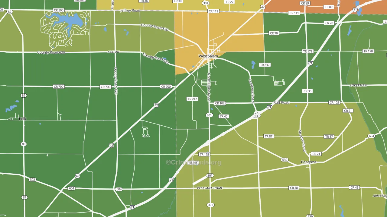 44287, OH Map of Theft Rates