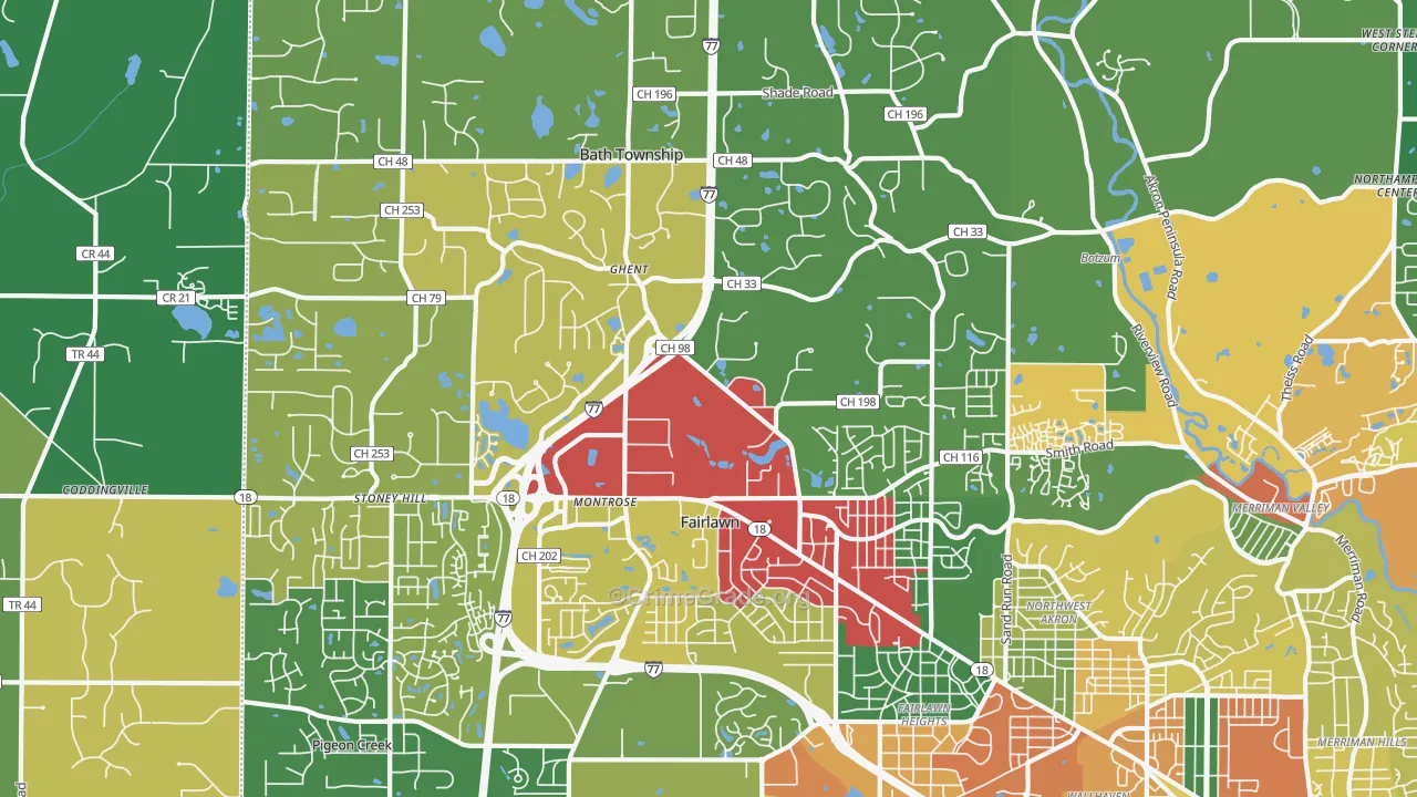 44333, OH Map of Theft Rates