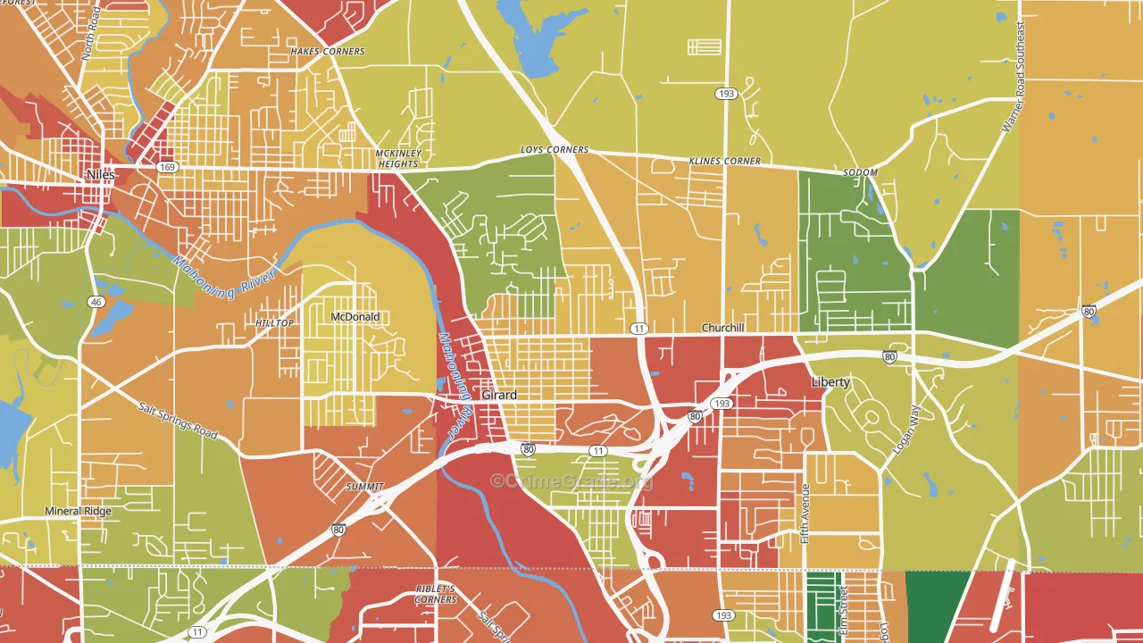 44420, OH Map of Theft Rates