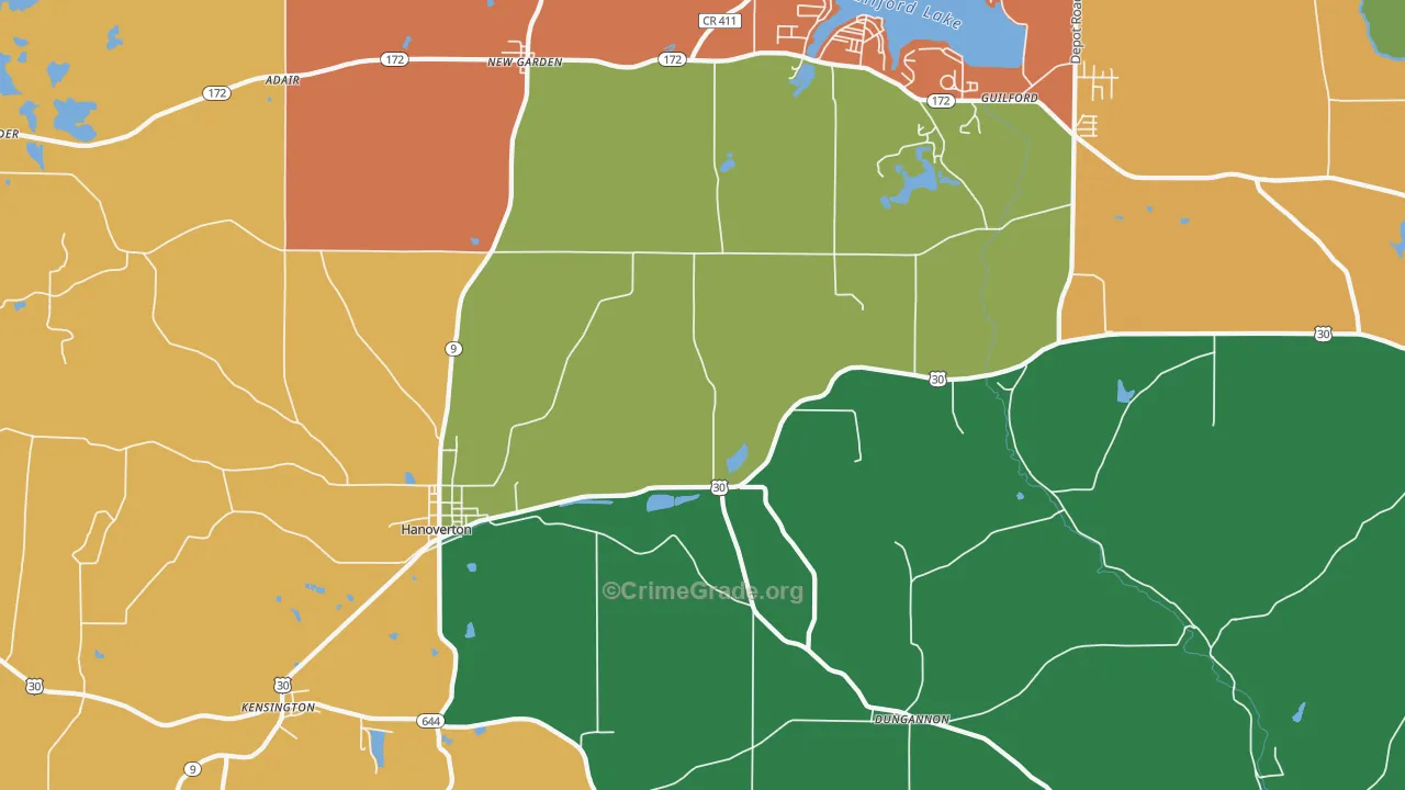 44423, OH Map of Theft Rates