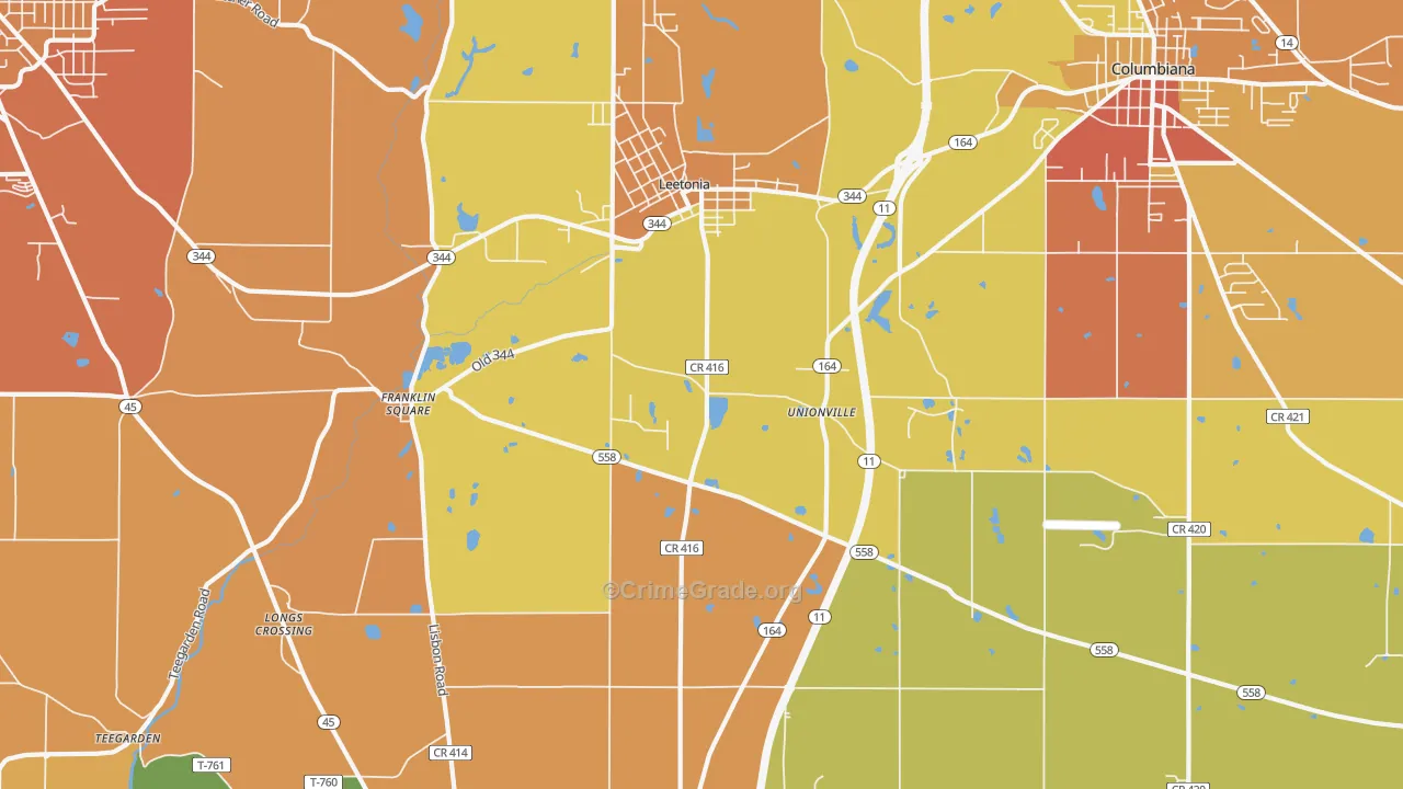 44431, OH Map of Theft Rates