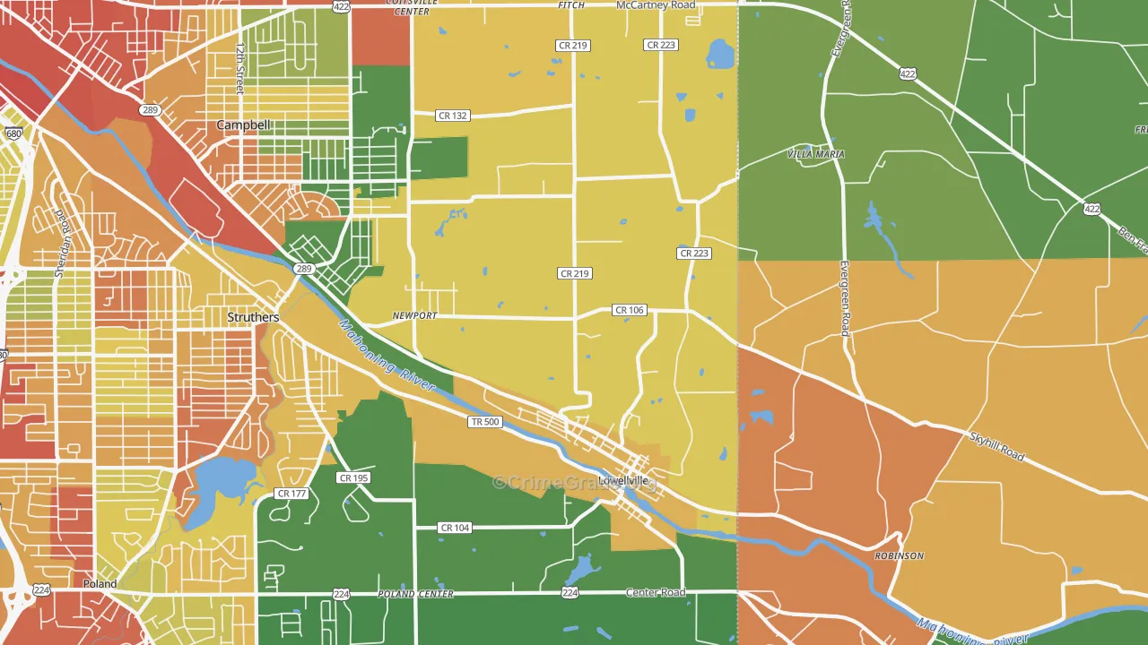 44436, OH Map of Theft Rates