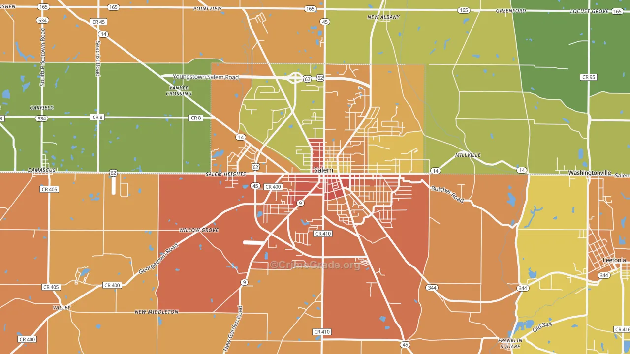 44460, OH Map of Theft Rates