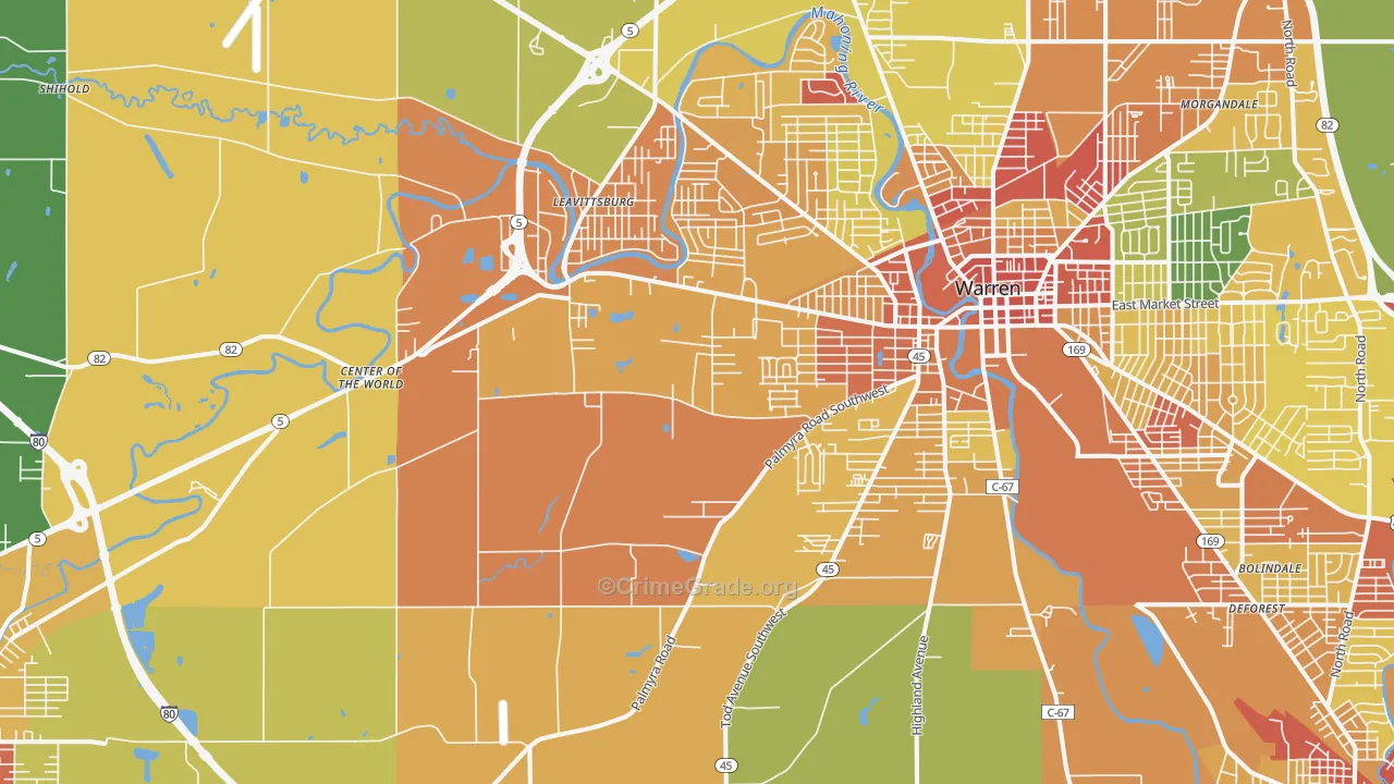 44481, OH Map of Theft Rates