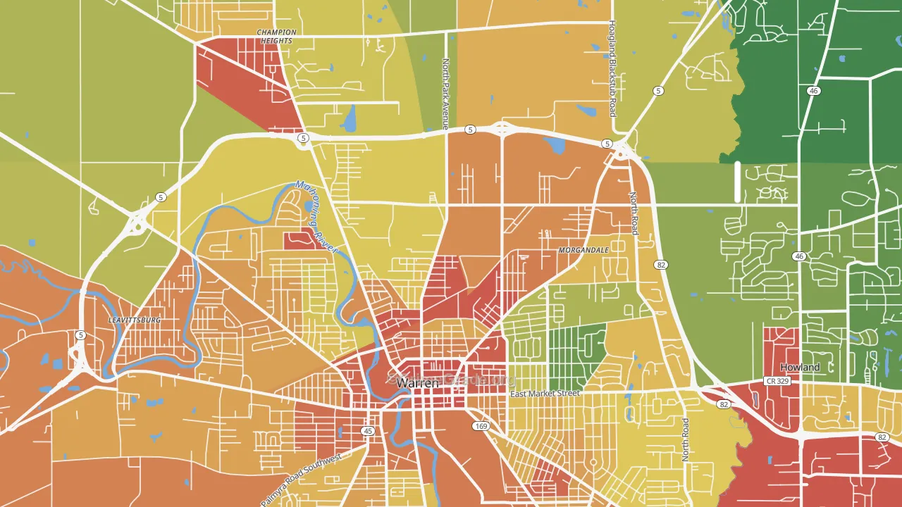44483, OH Map of Theft Rates