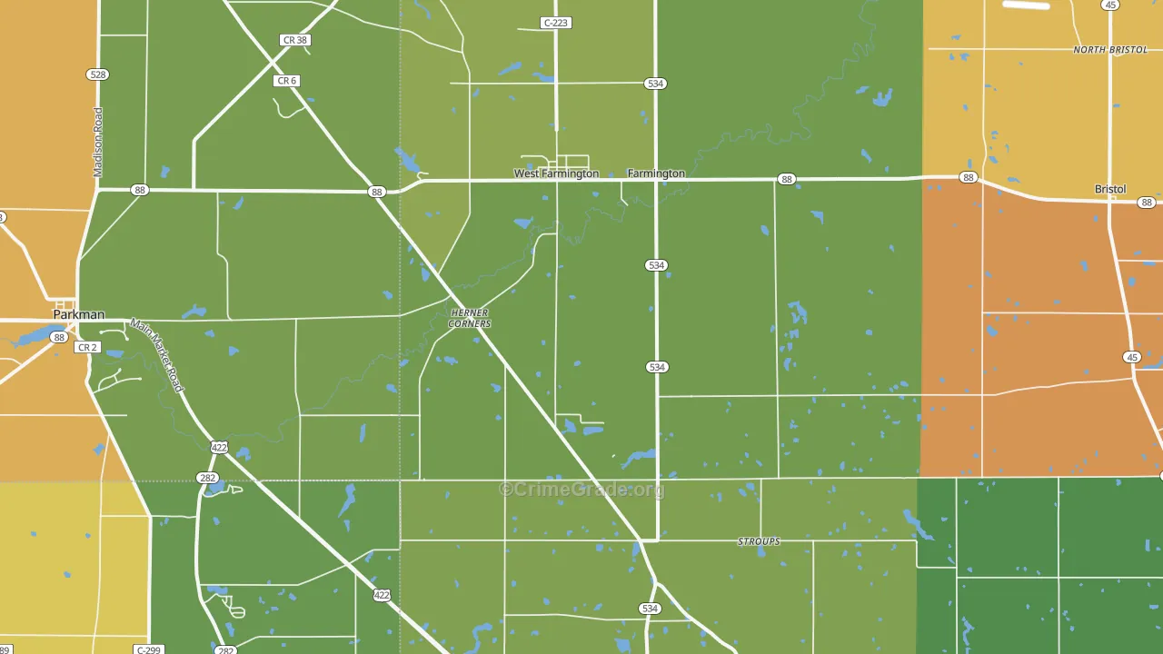 44491, OH Map of Theft Rates