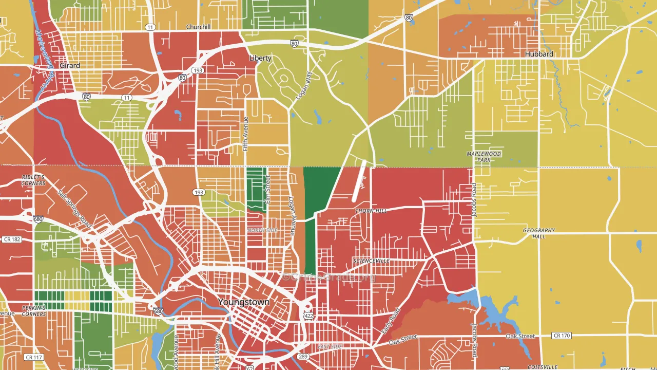44505, OH Map of Theft Rates