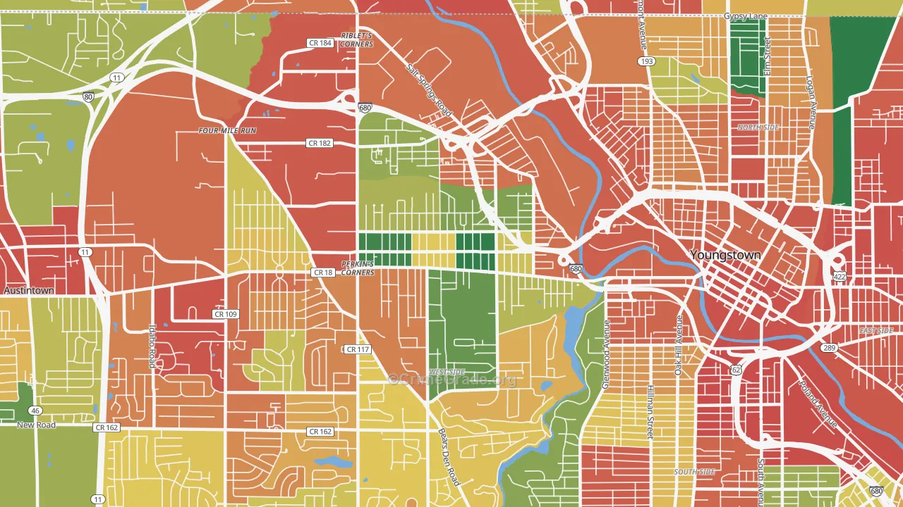 44509, OH Map of Theft Rates