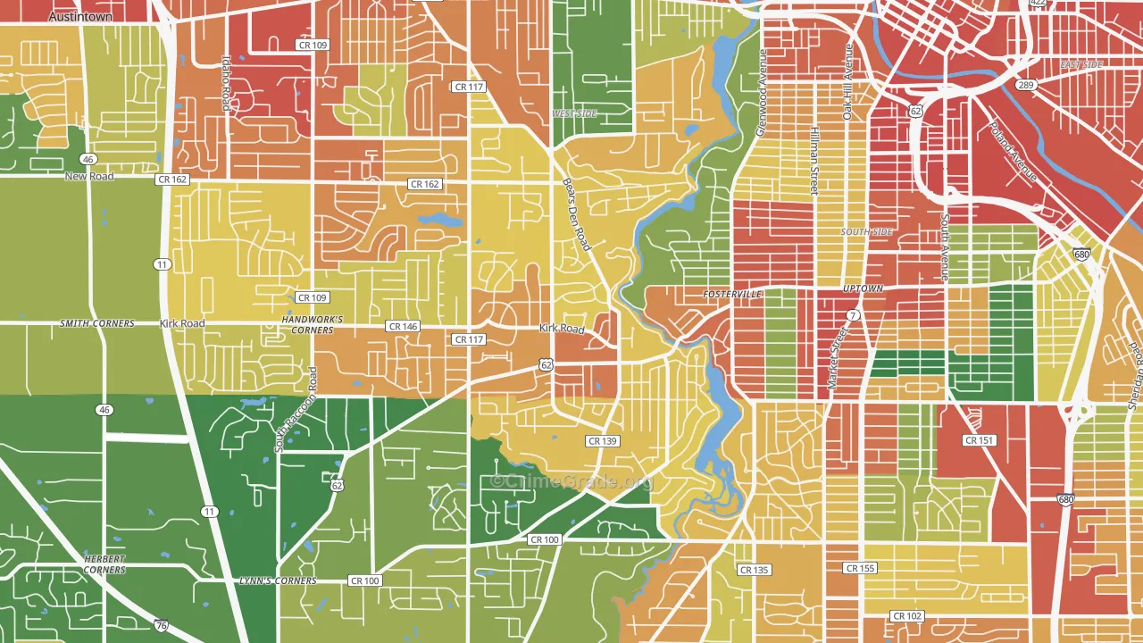 44511, OH Map of Theft Rates