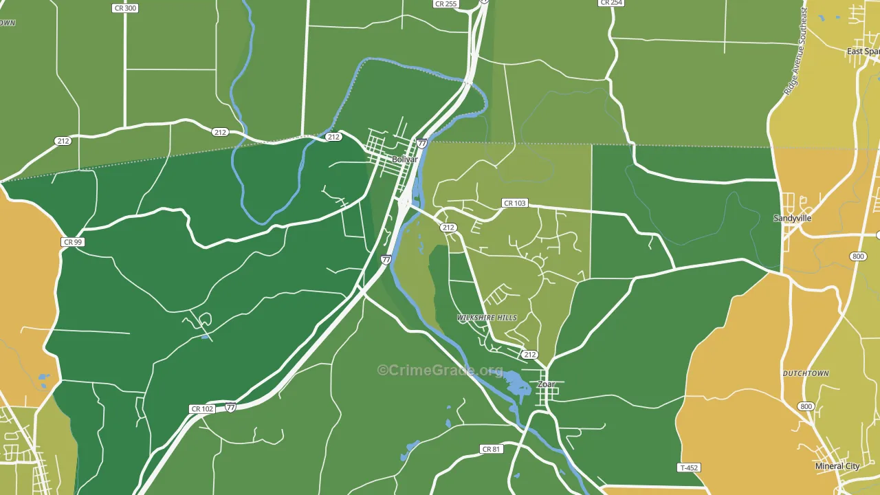 44612, OH Map of Theft Rates