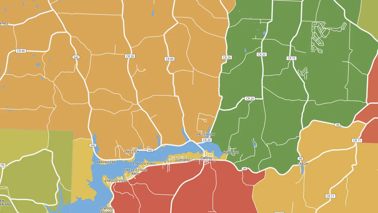 44620, OH Map of Theft Rates