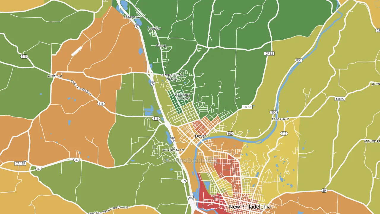44622, OH Map of Theft Rates