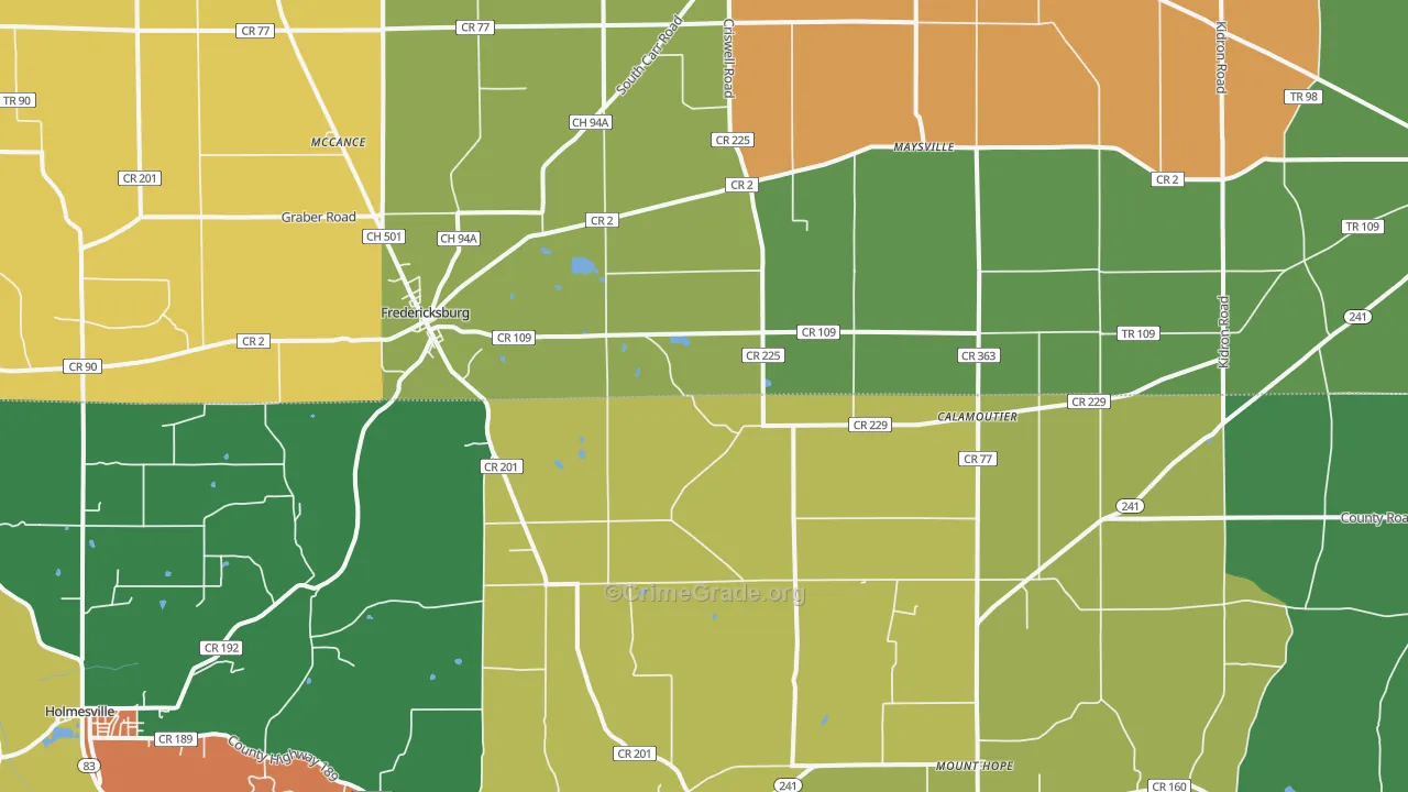 44627, OH Map of Theft Rates
